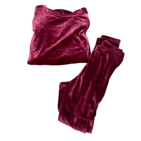 Old Navy Velvet 2 Piece Lounge Set in Red Raspberry Size Small/Medium - Picture 3 of 7